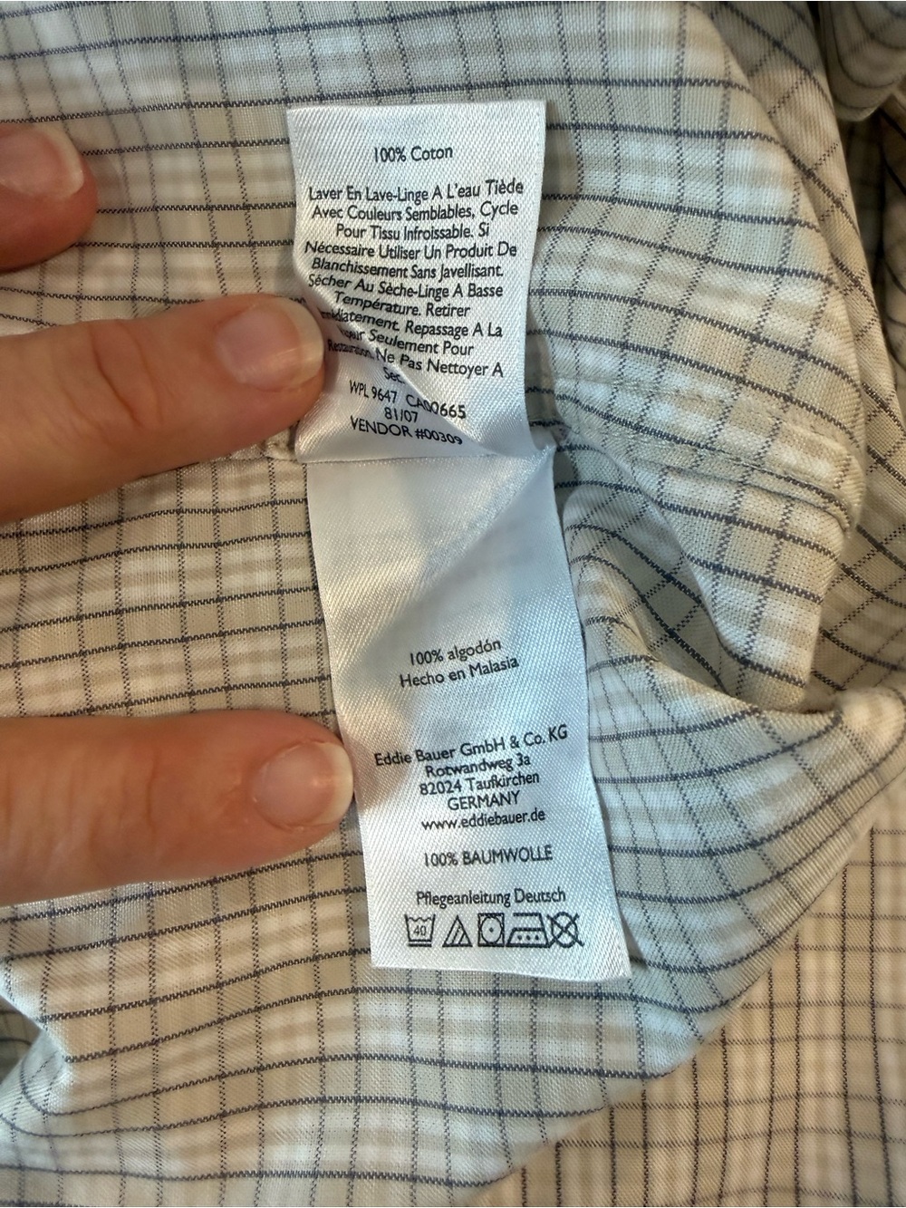Men’s Eddie Bauer Classic Button-Down Plaid Shirt in Beige and White Sz Med/Tall - Picture 10 of 10